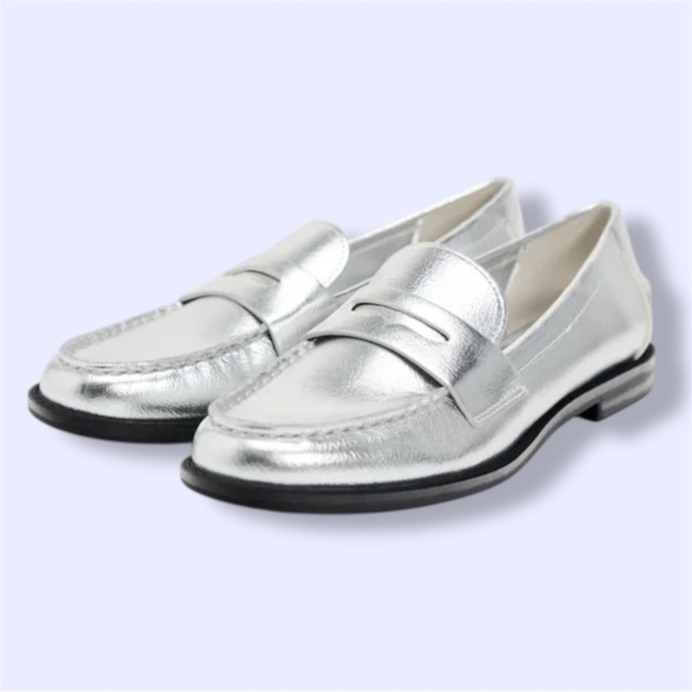 Zara Silver Loafers for Women